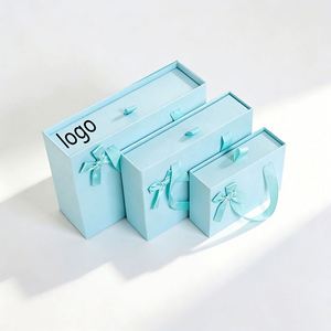 Factory Direct Customizable Light Blue Drawer Gift Box With <b>Ribbon</b> Elegant Ideal for Cosmetic & Gift Packaging - Product Image 2