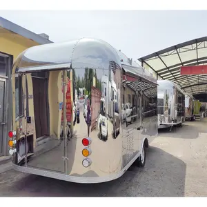 Airstream Stainless Steel Food Kiosk Camion De Comida Food Trucks Bakery Ice Cream Food Trailer With Full Kitchen For Sale