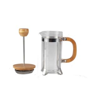 Cafetière à piston en verre borosilicate sans BPA, capacité de 0,35 L, coque en acier inoxydable, couvercle et poignée en bois - Product Image 3