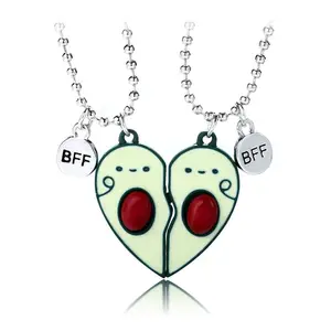 Custom Magnetic Attraction Two Sets green Avocado pendant Necklace best friend necklaces matching necklace for best friends