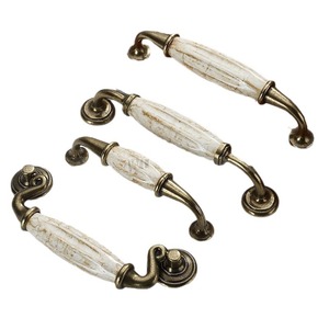 European Antique <b>Ceramic</b> Cabinet Handle Marble Pattern Zinc Alloy Drawer Pull Bar Style Durable Furniture Hardware - Product Image 5
