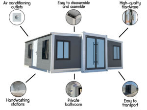 Villa modulaire pliable à double aile extensible de 40 pieds pour villégiature <span class=keywords><strong>Location</strong></span> de glamping Logement temporaire pour chambre à coucher - Product Image 5