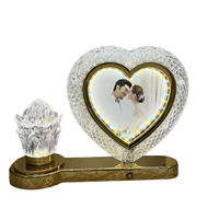 Lampe LED en forme de cœur avec cadre photo, lampe de nuit créative pour décoration photo, lampe ornementale pour couple et mariage, pièce de décoration de table de chambre