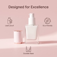 Flacon cosmétique carré en verre de 30 ml avec bouchon en aluminium/plastique et pompe pulvérisatrice pour fond de teint liquide, crème pour le visage, soin de la peau - Logo personnalisé