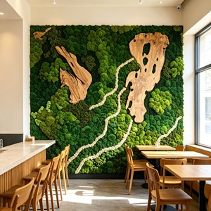 Panel de Musgo Decorativo Personalizado, Musgo Preservado en Madera para Decoración de Paredes de Oficinas, Espacios Comerciales e Interiores - Product Image 3