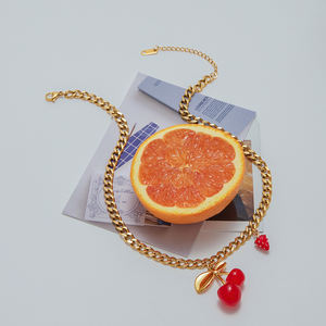 Collar de Cadena de Acero Inoxidable Hipoalergénico de Moda, con Colgante de Fresa y Cereza, Joyería para Mujer, Gran Venta - Product Image 4