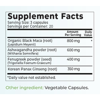 Capsules adaptogènes véganes 4-en-1 OEM sous marque privée 2150mg Maca + Ashwagandha + Fenugrec + Panax Ginseng – Complément anti-stress