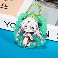 Offre Spéciale acrylique breloque couleur verte acrylique porte-clés personnalisé Anime fille personnage simple face en plastique porte-clés pour sac
