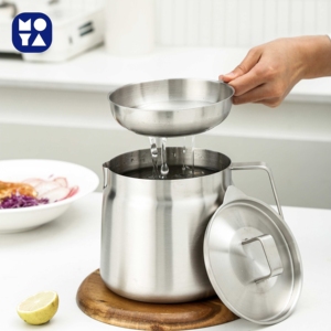 Ollas de sopa y caldo de acero inoxidable con logotipo personalizado con mango de tapa de lata de manteca de cerdo, taza de almacenamiento de alimentos de cocina de fideos instantáneos, hierro no fundido - Product Image 2