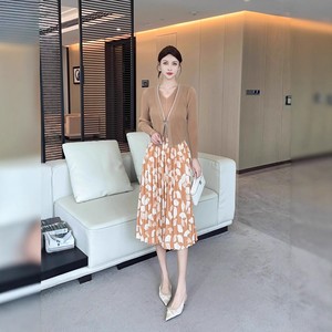 Abito da donna elegante e modesto a pieghe in raso di media lunghezza con stampa floreale Casual per la chiesa vestito da ufficio per il servizio di <span class=keywords><strong>domenica</strong></span> - Product Image 3