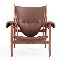Fauteuil de loisir moderne en cuir véritable en gros, bois massif pour meubles de maison, salon, chambre à coucher, appartement, hôtel