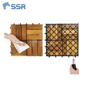 กระเบื้องพื้นไม้สักแบบประกบกันได้ ป้องกันการลื่นไถล ดีไซน์ทันสมัย ทำเองได้ 12 แผ่น ทำจากไม้กระถินณรงค์ เป็นมิตรกับสิ่งแวดล้อม เหมาะสำหรับสวนหลังบ้านและสวน - Product Image 3