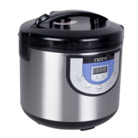 RICCO Cuiseur à riz électrique intelligent numérique 10 tasses, homologué CB, avec cuve intérieure antiadhésive en acier inoxydable, inclut une tasse à mesurer pour le riz