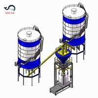 Installation de silos de stockage de poudre minérale chimique pour l'exploitation minière avec déchargeur pneumatique de camions, alimentateur à vis et système d'emballage en Big Bag