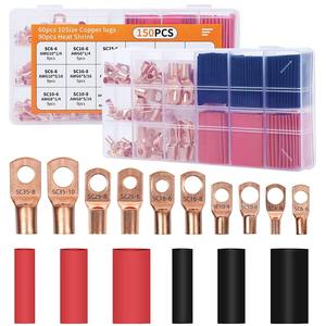 ขั้วต่อวงแหวนทองแดงบริสุทธิ์ 6-35 Awg พร้อมท่อหดความร้อน ชุด 150 ชิ้น สไตล์ยุโรป - Product Image 1