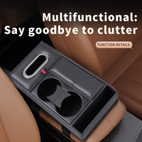 Organisateur de console de voiture multifonctionnel universel en cuir pratique avec porte-gobelet rotatif et boîte de rangement