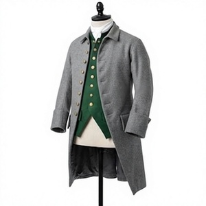 <b>Men's</b> Historical Greatcoat <b>Long</b> Button Front Overcoat Colonial Uniform <b>Coat</b> for Costume Wear - Product Image 1