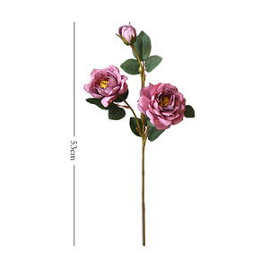 Sống động như thật làm bằng tay cổ điển màu Cam Mùa thu Giả Hoa Mẫu Đơn Thân cây 3 đầu 53cm hoa nhân tạo cho trang trí tiệc cưới - Product Image 6