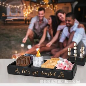 Cross-border wooden marshmallow cookie <b>storage</b> <b>box</b>, simple kitchen decoration <b>box</b>, outdoor <b>camping</b> and barbecue <b>storage</b> <b>box</b> - Product Image 2