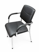 Chaise de visiteur moderne en similicuir avec accoudoirs rembourrés, pieds chromés, pour bureau, réunion, conférence, réception, salle de formation