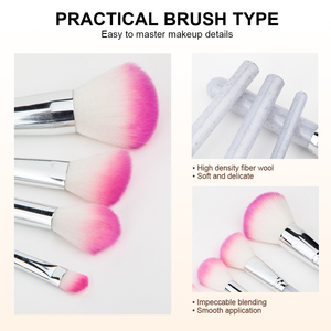 Boîte cadeau personnalisée ensemble de pinceaux de maquillage cheveux synthétiques doux poignée de paillettes liquides naturels outils cosmétiques pour le visage pinceaux de fond de teint - Product Image 2