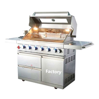 Gril à gaz propane de camping à 5 brûleurs en acier inoxydable 90000BTU dispositif de sécurité à la flamme-gril de table intérieur/extérieur pour la cuisson des fumeurs