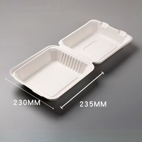 Boîte à hamburger en fibre de bagasse de canne à sucre biodégradable 9x9x3 - Contenant alimentaire jetable pour restaurants