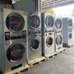 เครื่องซักผ้าและอบผ้าอัตโนมัติแบบสองถัง สแตนเลส ขนาด 20 กก. ใช้เหรียญ สำหรับโรงแรม โฮมสเตย์ ผ้าปูที่นอน - Product Image 4