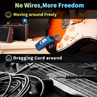 Sistem Amplifier Gitar Transceiver Bass Elektrik Nirkabel A9 300mAh untuk Piano Elektronik