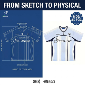 Maillot de football personnalisé RAMAX en polyester, rayé, pour homme, uniforme d'entraînement, vente en gros, personnalisable - Product Image 1
