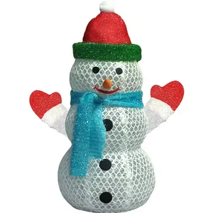 24" USB Eight-function Timing Remote Control 33 LED Lights Sprinkled With Powdered Diamond Mesh + Fine Mesh Snowman