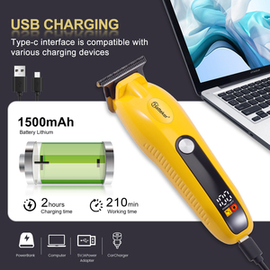 Tondeuse à barbe électrique Hatteker avec écran LED, lames en acier inoxydable, chargement USB, batterie 1500 mAh, autonomie de 180 minutes pour usage domestique - Product Image 5