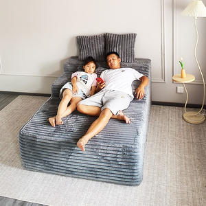 Canapé paresseux Cao Doubao gris avec rembourrage en éponge, housse amovible, monobloc moulé, style moderne minimaliste, pouf décontracté - Product Image 2