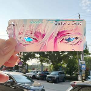 Porte-clés cartoon Anime Fushiguro Megumi <span class=keywords><strong>Gojo</strong></span> Satoru <span class=keywords><strong>yeux</strong></span> rectangulaire pendentif acrylique carte transparente Jujutsu Kaisen - Product Image 4