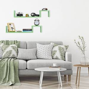 Étagère <span class=keywords><strong>murale</strong></span> flottante verte en Mdf en forme de S, présentoir rustique marron, étagère <span class=keywords><strong>murale</strong></span> de rangement, étagère en bois - Product Image 4