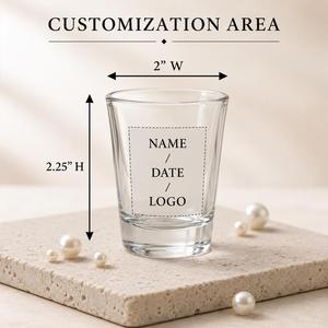 Verres à shot personnalisés avec logo, pour souvenir de mariage, base lourde, en gros, 1,5 oz, 2 oz, mini verres à whisky, tequila - Product Image 4