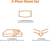 Ensemble de drap de lit en microfibre 3 pièces léger super doux et facile à entretenir avec poches profondes de 14 pouces
