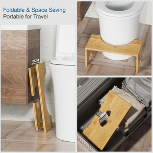 Four Directions Foldable Wooden Toilet <b>Stool</b> 7 Inch <b>Bathroom</b> Step For Elderly Children Portable Travel Use - Product Image 1