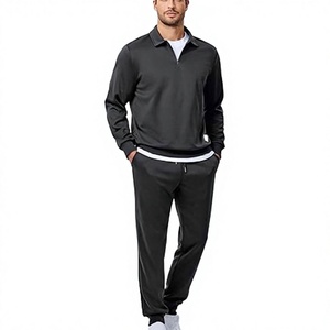 Conjunto Deportivo para Hombre, Negro, con Media Cremallera, Sudadera de Manga Larga y Pantalones Deportivos con Cordón - Product Image 2