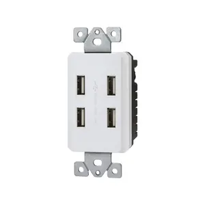 2021 4 Poort Usb Oplader Hoge Snelheid Usb Oplader Socket Witte Kleur 4.8amp 4 Poort Usb Houder