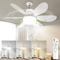 Ventilateur de plafond LED silencieux moderne pour la maison, le bureau, la salle à manger, 18W AC 220V, corps de lampe en ABS, base de convertisseur E27, télécommande pour chambre à coucher
