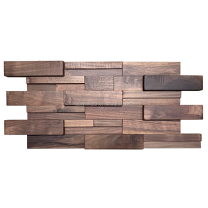 Panneau mural intérieur en noyer américain, panneau en <span class=keywords><strong>bois</strong></span> véritable 3D - Product Image 3