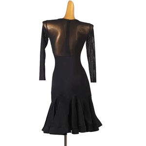 Nuovo Abito da <span class=keywords><strong>Ballo</strong></span> Latino Professionale per Esami e Competizioni, con Spacco e Orlo, per Rumba e Cha-Cha, Nuovo Arrivo, Manica Lunga - Product Image 3