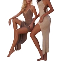 Robe Camisole Longue Tendance en Mélange de Coton, Coupe Crayon, Détail Fendu, Dos Élégant, Idéale pour Tenue Décontractée ou de Soirée, Taille Unique