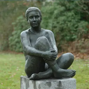 Estatua de bronce desnuda para mujer, escultura decorativa para jardín al aire libre, chica desnuda, Sexy