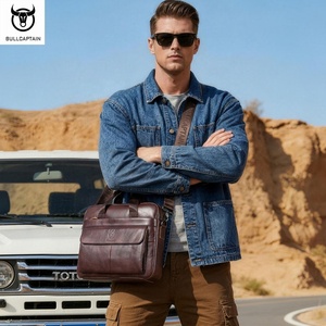 Maletín de cuero para hombre marca BULLCAPTIAN, multifuncional, de gran capacidad, bandolera, de piel de vacuno de primera capa, para portátil. - Product Image 4