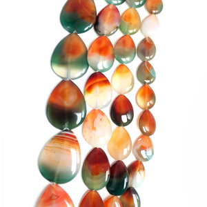 Teardrop sọc <span class=keywords><strong>Onyx</strong></span> Đá tự nhiên con công màu xanh lá cây mã não Bead, Vòng Cổ phụ kiện đồ trang sức sáng tạo 15x20mm 30x40mm 15 inch - Product Image 1