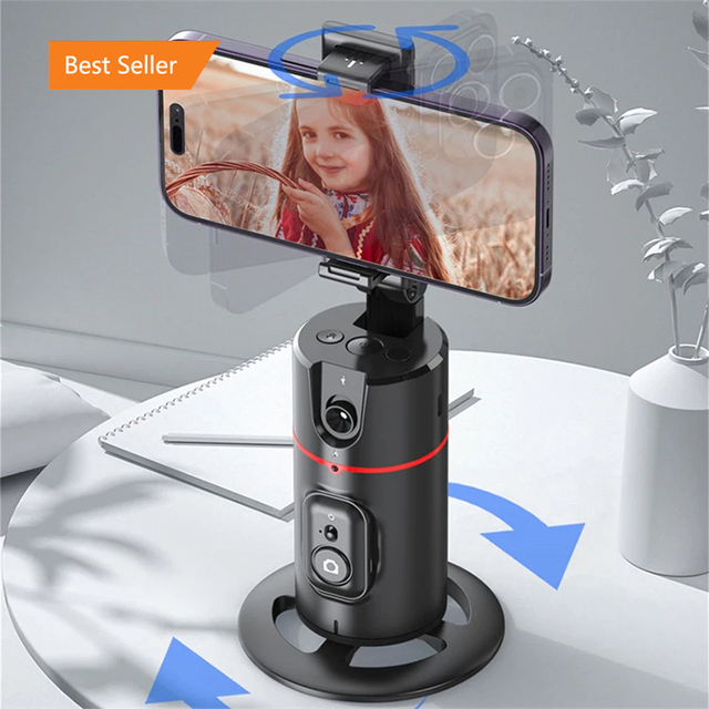 Auto Face Tracking Tripod 360 Rotation No App Gesture Recognition Phone Camera Mount Smart Shooting Phone Holder for Live Video
