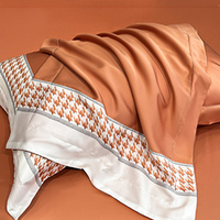 Parure de lit 4 pièces en soie glacée lavée couleur unie, ensemble de literie matelassé confortable imprimé pour l'été, taille King