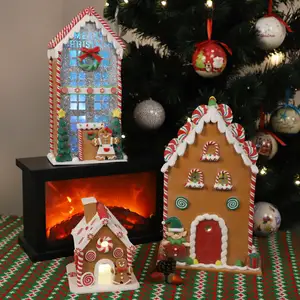 Custom Kerst Dorpshuizen Led-Up Klei Peperkoek Huisdecoraties Kerstartikelen Te Koop